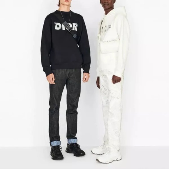 Dior SS20 Daniel Arsham Fade 3D Crewneck Black and White Logo Sweatshirts Sz S - Picture 2 of 13
